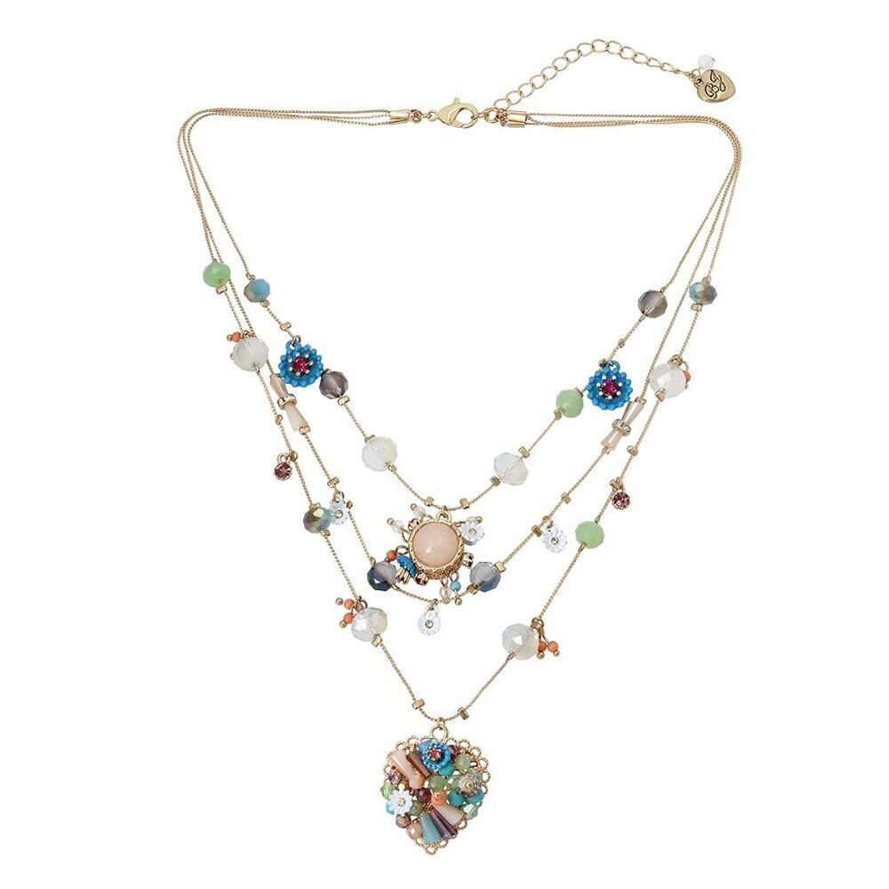 Betsey Johnson Woven Heart Layered Necklace New